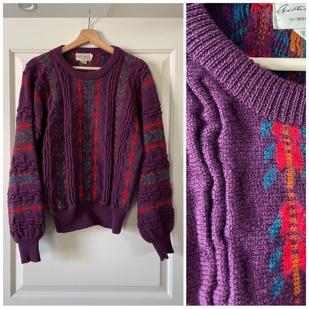 Vintage Austin Kane 100% Wool Ski Sweater